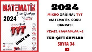 MİKRO TYT SORU BANKASI  TEMEL KAVRAMLAR  Syf 34 umiter55 yks2024 [upl. by Naimaj]