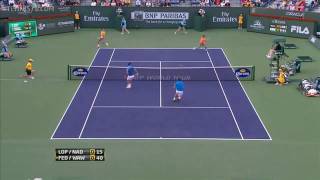 Indian Wells 2011 Halve Finale  Federer amp Wawrinka vs Lopez amp Nadal [upl. by Aeirdna51]