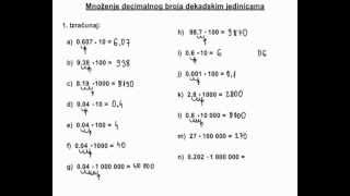 Množenje decimalnog broja dekadskom jedinicom  05  ZADACI [upl. by Kcirednek]