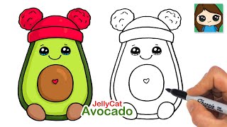 How to Draw an Avocado 🥑 JellyCat Winter Holiday Fruit [upl. by Aerdnat]