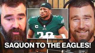 quotHes a difference maker at the RB positionquot  Jason Kelce is fired up about Saquon Barkley signing [upl. by Nahallac522]