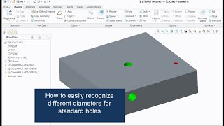 Creo tutorial How to easily recognize different diameters for standard holes [upl. by Christianna]