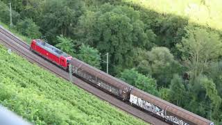 Talent BR442 Doppelhamster Begegnung mit BR 187 vor Kurzgüterzug in Besigheim am Bahnhof an der Enz [upl. by Onaicnop81]