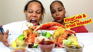 King Crab Mukbang  Fun King Crab Legs Fried lobster Colossal Shrimp [upl. by Filipe]