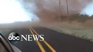 Storm chaser films insane getaway from tornado [upl. by Adnilema]