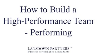 Video 9 How to Build a HighPerformance Team  The Performing Stage [upl. by Sucul725]