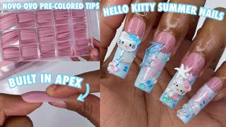 Hello Kitty Tropical Summer Nails  Novo Ovo Instant Apex PreColored Soft Gel Tips  Beachy Nails [upl. by Rockefeller509]