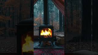 Cozy Camping fireplace in rainy autumn forest  4k TV screensaver for Relaxing Sleep Study Enjoy [upl. by Muldon244]