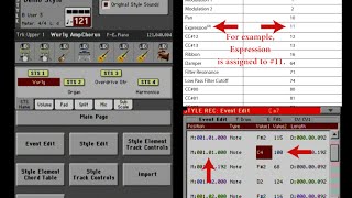 KORG PA3X Tutorial  How to edit Control Change events for a Style Element [upl. by Aihsekan]