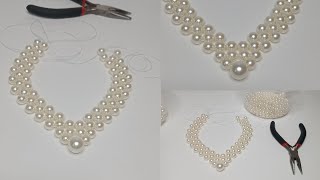 Easy and Useful TutorialDIYPearl NecklacePart1 [upl. by Schreck699]