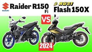 Suzuki Raider R150 Fi vs Rusi Flash 150 X  Side by Side Comparison  Specs amp Price  2024 [upl. by Ednyl699]