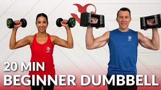 20 Min Beginner Dumbbell Full Body Workout at Home Strength Training [upl. by Eynttirb]