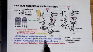 NPN BJT Switch Circuit How To Bipolar Junction Transistor Basic Electronics Tutorial [upl. by Rechaba]