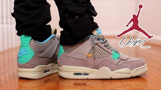 BEST COLORWAY  UNION x JORDAN 4 quotTAUPE HAZEquot REVIEW amp ON FEET [upl. by Othe]