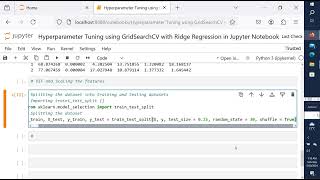 Hyperparameter Tuning using GridSearchCV with Ridge Regression in Jupyter Notebook [upl. by Grous]