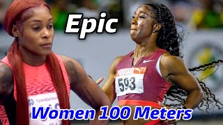 Wow ShellyAnn FraserPryce Battles Elaine Thompson Herah In Epic 100m In Jamaica 2023 [upl. by Aidam526]