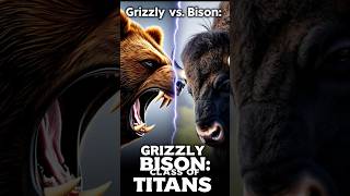 Grizzly vs Bison Epic Wilderness Showdown 🐻⚔️🐂trending shorts facts vairalvideo animals [upl. by Atikahc]