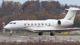 Gulfstream Aerospace G650 Landing at Airport BernBelp  FIRST VISIT [upl. by Alaine]