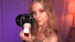 ASMR Brushing amp Massaging Your Ears Mouthy Tongue Clicks TkTk amp SkSk [upl. by Olsewski]