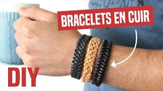 TUTORIEL  3 Bracelets Homme Cuir Tressé  Idées Cadeaux Homme St Valentin [upl. by Yentiw]