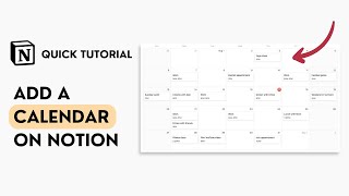 How to Add a Calendar on Notion Quick Tutorial [upl. by Annua]