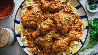 Hungarian Chicken Paprikash Recipe [upl. by Mllly]