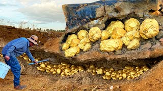 Lucky Man Found Huge Nuggets of Gold Treasure Under Stone  Discovered Huge Treasure GOLDS By Hands [upl. by Aillij]