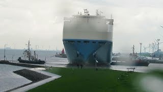 car carrier CARNATION ACE IMO 9544920 inbound Emden 3 tugs assist partly timelapse [upl. by Niwrud204]