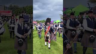 drummajor leads Aberlour pipeband playing on the march at 2024 dufftown highlandgames shorts [upl. by Llenehs332]