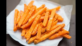 Baked Sweet Potato Fry Recipe  Crispy Sweet Potato Fries in the OVEN [upl. by Anazraf]