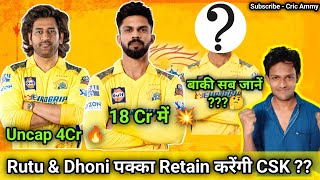 Rutu amp Dhoni पक्का Retain करेंगी CSK 🔥 CSK Retained Players 2025  IPL 2025 [upl. by Reggy681]