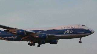 AirBridge Cargo Airlines Boeing 747400ERF landing at NRT 16R [upl. by Holofernes]