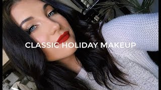 CLASSIC GOLD EYE  RED LIP HOLIDAY TUTORIAL [upl. by Peery]