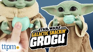 BABY YODA Galactic Snackin Grogu Star Wars Animatronic from Hasbro Review [upl. by Nrobyalc]