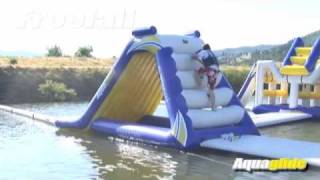 Aquaglide FreeFall  Extra large commercial grade slide and play station for water [upl. by Ikin]