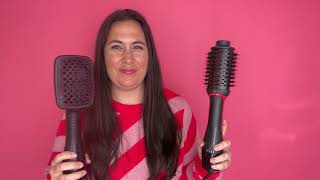 Comparing these two Revlon One Step paddle and round blow dryer brushes review comparison [upl. by Ahsial]