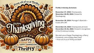 Thriftys 2024 Holiday Schedule [upl. by Ettezil]