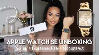 Apple Watch SE Unboxing ♡ Set up  Accessories 2022  40MM Space Grey Aesthetic Asmr [upl. by Kcirevam]