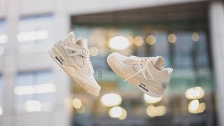 OFFWHITE x Jordan 4 Unboxing amp Review with Lace Swaps [upl. by Ytirahs627]