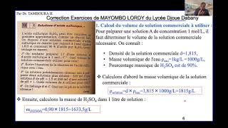 Exercices de Chimie Niveau TerminaleChapitre 1  Les solutions aqueuses Partie1 [upl. by Adlemi]