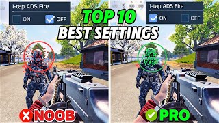 Top 10 Basic Pro Settings In Call Of Duty Mobile Battle Royale  These 10 Settings Will Make You Pro [upl. by Ybbob743]