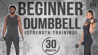 30 Minute Full Body Beginner Dumbbell Workout With Modifications [upl. by Stearn645]