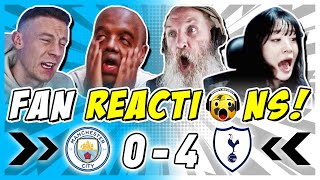 MAN CITY amp TOTTENHAM FANS REACTION TO MAN CITY 04 TOTTENHAM  PREMIER LEAGUE FAN REACTIONS [upl. by Amedeo50]