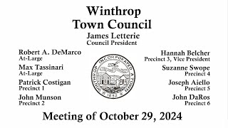 Winthrop Town Council Meeting of October 29 2024 [upl. by Mecke]