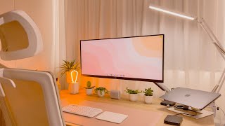 Aesthetic Desk Setup  Productive Home Office I Accessories Unboxing Cable Management [upl. by Nuy]