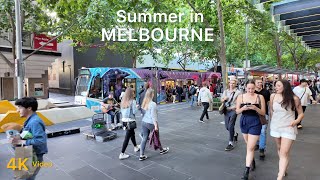 Melbourne City January Walking Tour 4K Video [upl. by Starbuck]