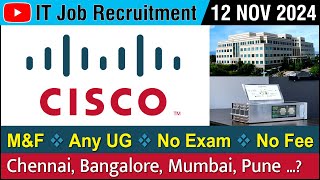 IT Job  CISCO India  Recruitment 12 NOV 2024  Chennai Bangalore  Vacancy  in Tamil [upl. by Nylhtiak]