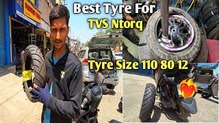 New tyre for tvs ntorq  best tyre for tvs ntorq  rare tyre size110 80 12 [upl. by Maisie979]