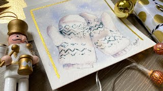 Watercolor Christmas Card Mittens from quot12 Days of Christmasquot wetonwetpainting watercolorcards [upl. by Shalna]