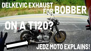 Jedz Put a Delkevic Bobber Exhaust on his T120 Triumph Bonneville [upl. by Gerlac]